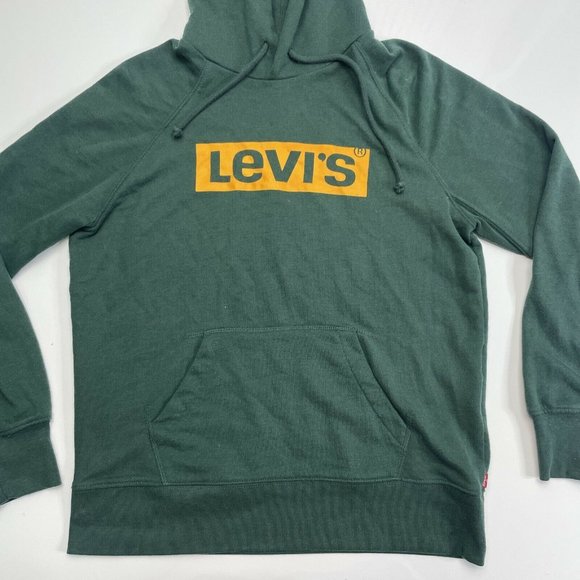 LEVI'S Burndlen Pullover Hoodie Sweatshirt Womens Size XS Dark Green Free Ship - Picture 2 of 6